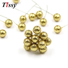 100 шт блестящие Рождественские цветы самодельные цветы искусственные Ягоды Искусственные тычинки цветов Свадебные/Рождественские вечерние украшения