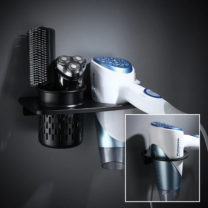 

New Black Space Aluminum Hairdryer, Toilet Toilet, Bathroom Garment, Walls Loaded Ventilator, No Punching