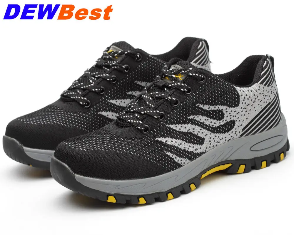 

Men's Breathable Steel Toe Cap Work Safety Shoes Men Outdoor Anti-slip Steel Puncture Proof Construction Safety Boots Shoes