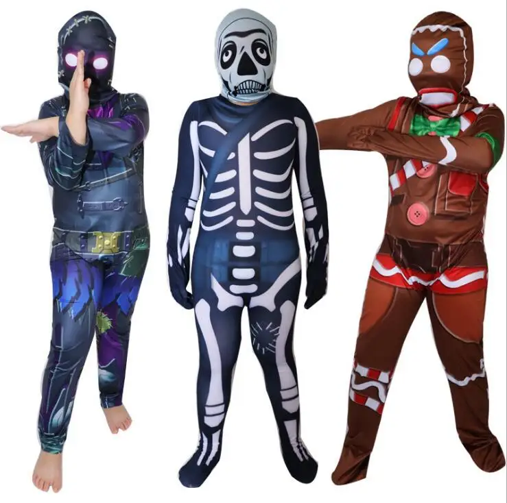 Костюм Человека-имбирника с черепом карнавальный Рождественский костюм на Хэллоуин для детей день рождения Косплей модные комбинезоны маска