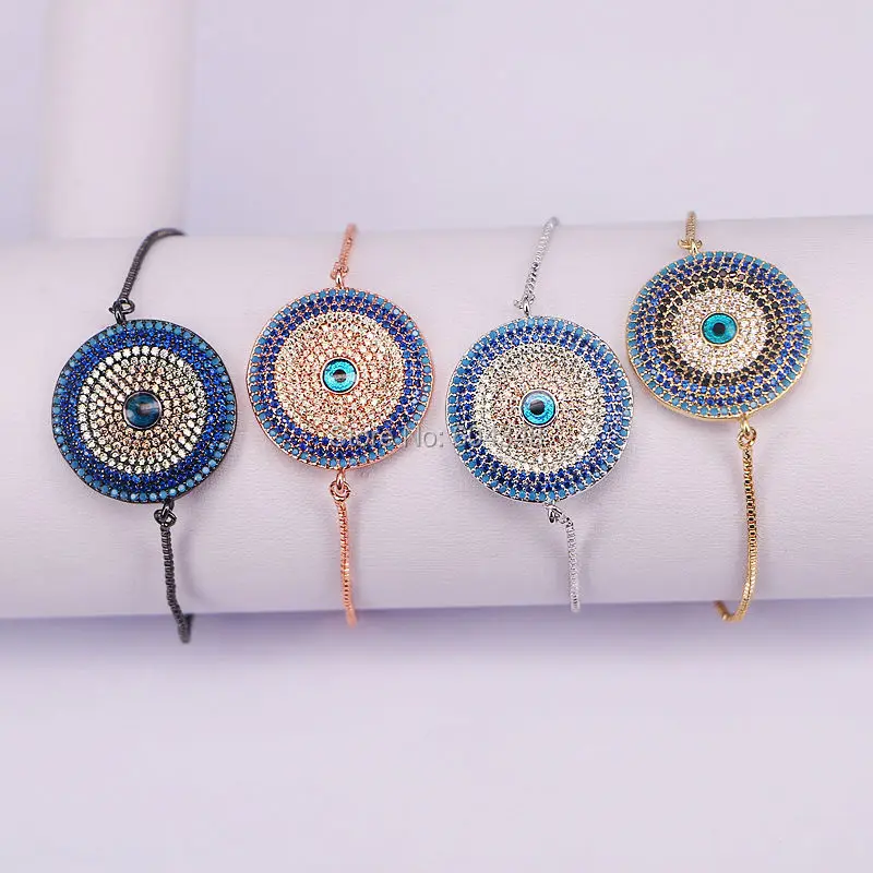 5 шт. ZYZ149-5850 Micro Pave CZ синий круглый браслет ручной работы с разноцветным бисером коннектор цепочка марсиновый браслет регулируемый