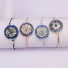 5 шт. ZYZ149-5850 Micro Pave CZ синий круглый браслет ручной работы с разноцветным бисером коннектор цепочка марсиновый браслет регулируемый