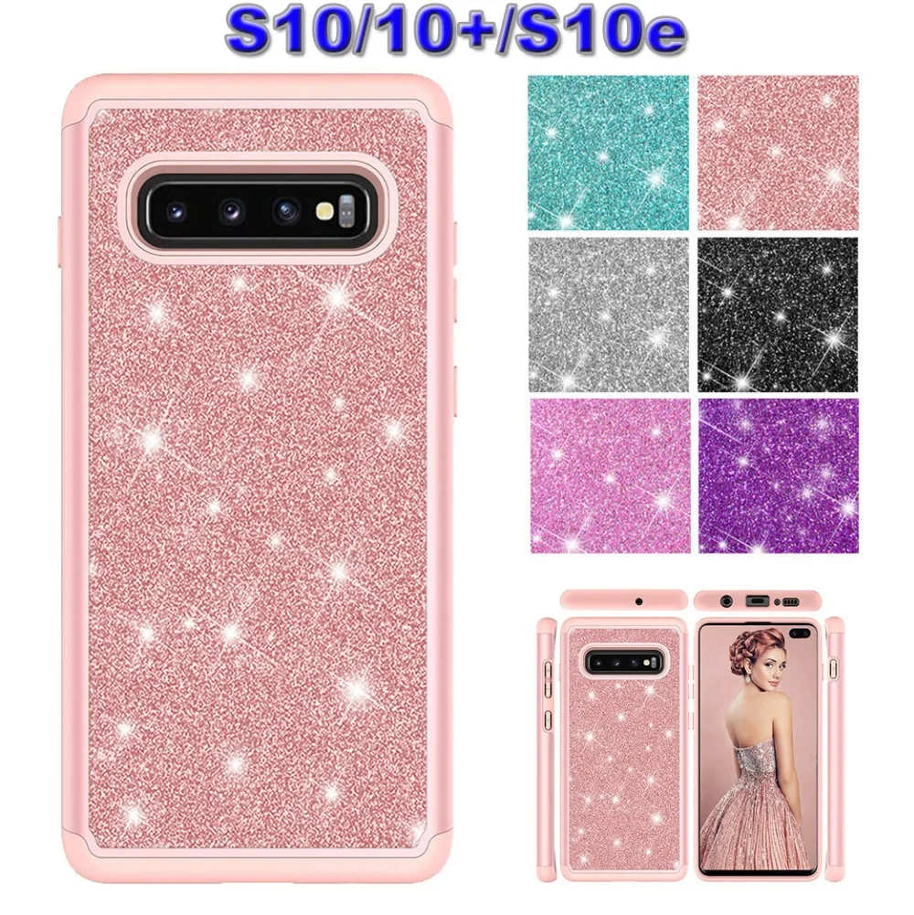 

Glitter Casing For Samsung Galaxy S10/S10+/S10e TPU+PC Dual Layer Hybrid Cover For Galaxy S10 Plus Case Fashion 2in1 Funda
