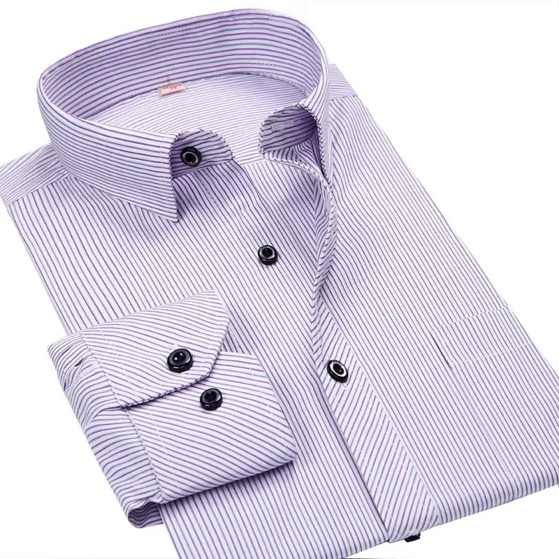 6XL синяя/белая/черная рубашка мужская деловая Повседневная рубашка с длинными рукавами Классическая полосатая мужская одежда рубашки camisa masculina