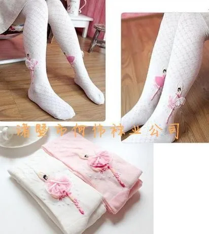 Симпатичные детские ажурные колготки, сетчатые танцевальные носки, 3 смешанных цвета: черный, белый и розовый, 3 шт./партия