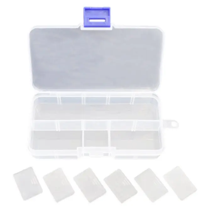 

10 Slots Adjustable Plastic Fishing Lure Hook Tackle Box Storage Case Organizer