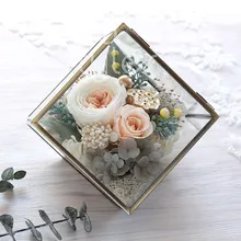 Cocostyles индивидуальный дизайн пустая супер элегантная квадратная Золотая рамка стеклянная Цветочная коробка для дома роскошный свадебный подарок