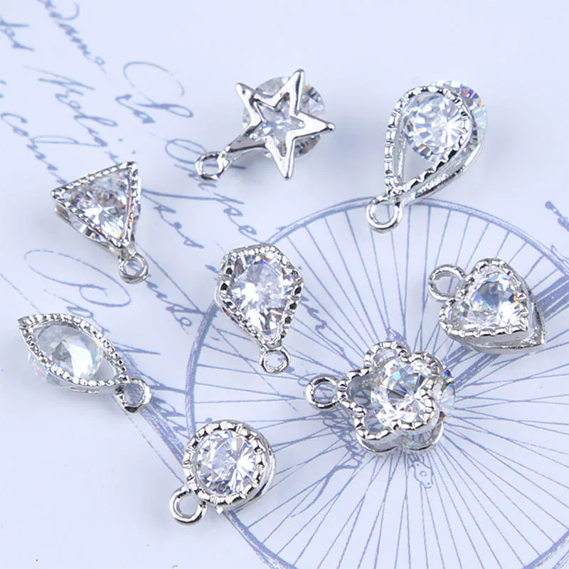 10pcs/lot Fancy Designer Zircon Charms Necklace Bracelet Earrings Pendant Accessories DIY ...