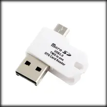 Через dhl/ems, размер партии: 100 штук USB 2,0+ Micro USB 2-в-1 Micro SD устройство для считывания с tf-карт с OTG USB флэш накопитель для ПК и телефона