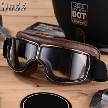 Beste Verkauf Vintage Brille Motorrad Leder Brille Gläser Cruiser Klapp Brille 3-Farbe Leder 4-Farbe Objektiv