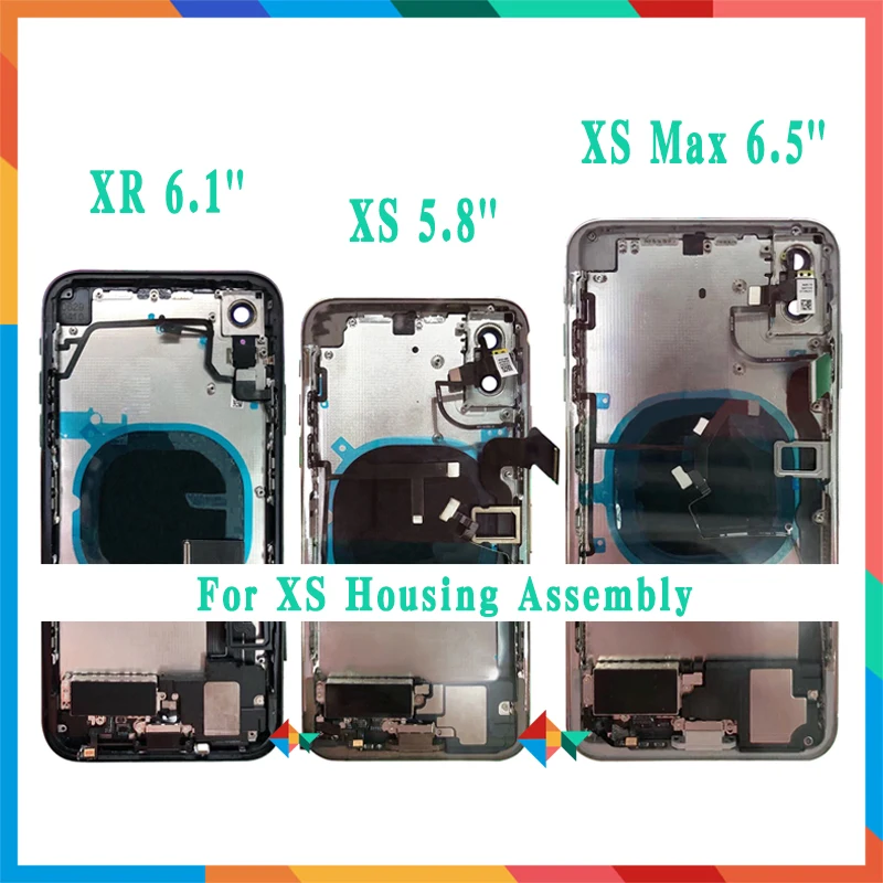 

AAA Back Cover For iphone X / XR / XS / XS Max Back Middle Frame Chassis Full Housing Assembly Battery Cover with Flex Cable