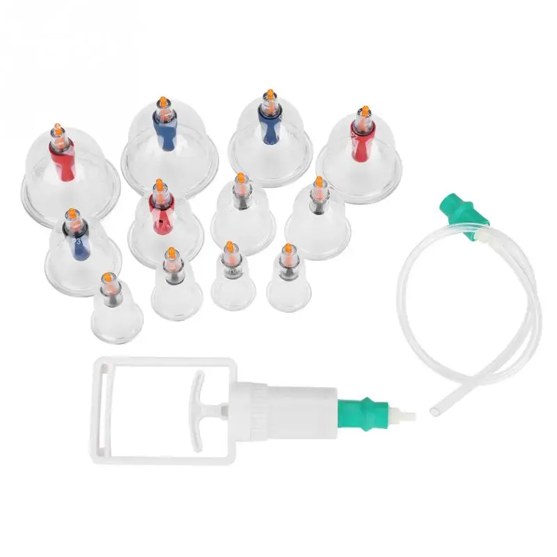 

12pcs U-shape Cups Chinese Vacuum Cupping Set Body Slimming Lymphatic Drainage Massage Therapy Suction Acupuncture Massager Kits