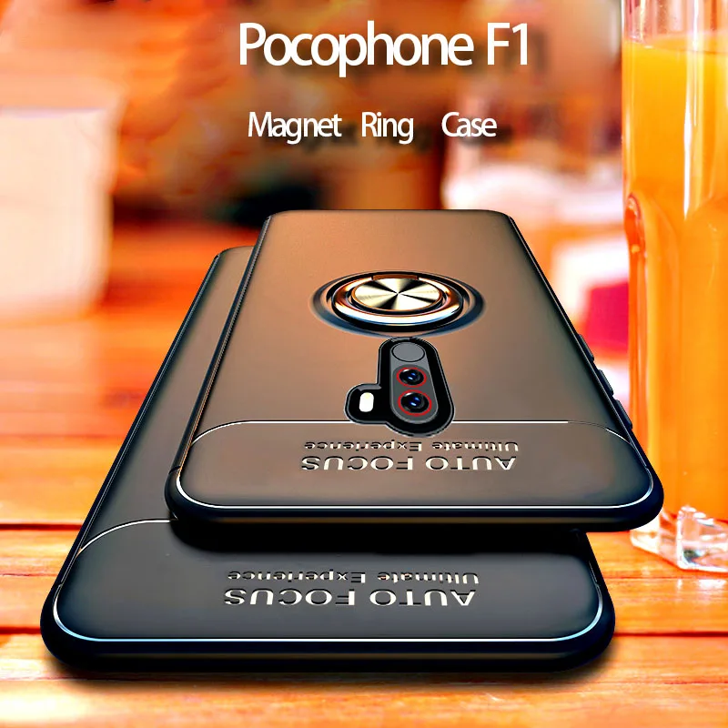

Shockproof Phone Case Pocophone F1 Case Finger Ring holder Magnetic Silicone Xiaomi PocoPhone F1 case pocofone Poco F1 Cover