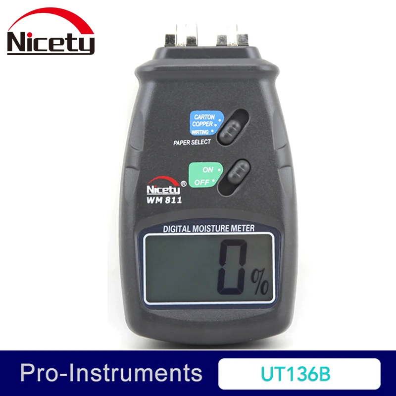 

Nicety WM811 Digital Handheld 0-40% 4 Pins Carton Copperplate Writing Paper Moisture Damp Moisture Meter Null