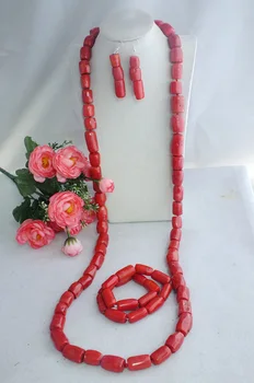 

Free ship!!! Fashion Amazing Red Drum Beads Coral Jewelry Set ,African Coral Jewelry Set fo Men's 48'' Z-2998