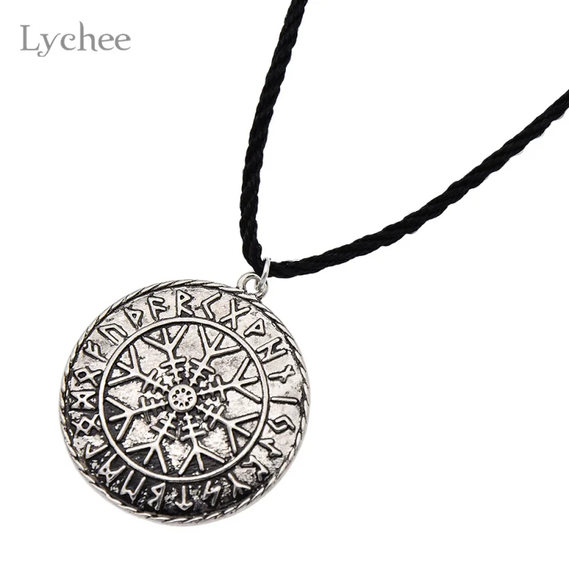 ليتشي odin's رمز قلادة قلادة فايكنغ نورس الروني الرونية vegvisir البوصلة قلادة neckalce المجوهرات للرجال النساء