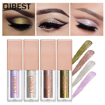 

Qibest diamond glitter eyeshadow cream 4.2g gold silver green pigment waterproof long lasting 15 color metallic eyeshadow QB001