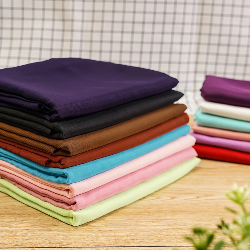 

cheap fabric thin summer solid chiffon for sewing dress lining can see though TJ0201