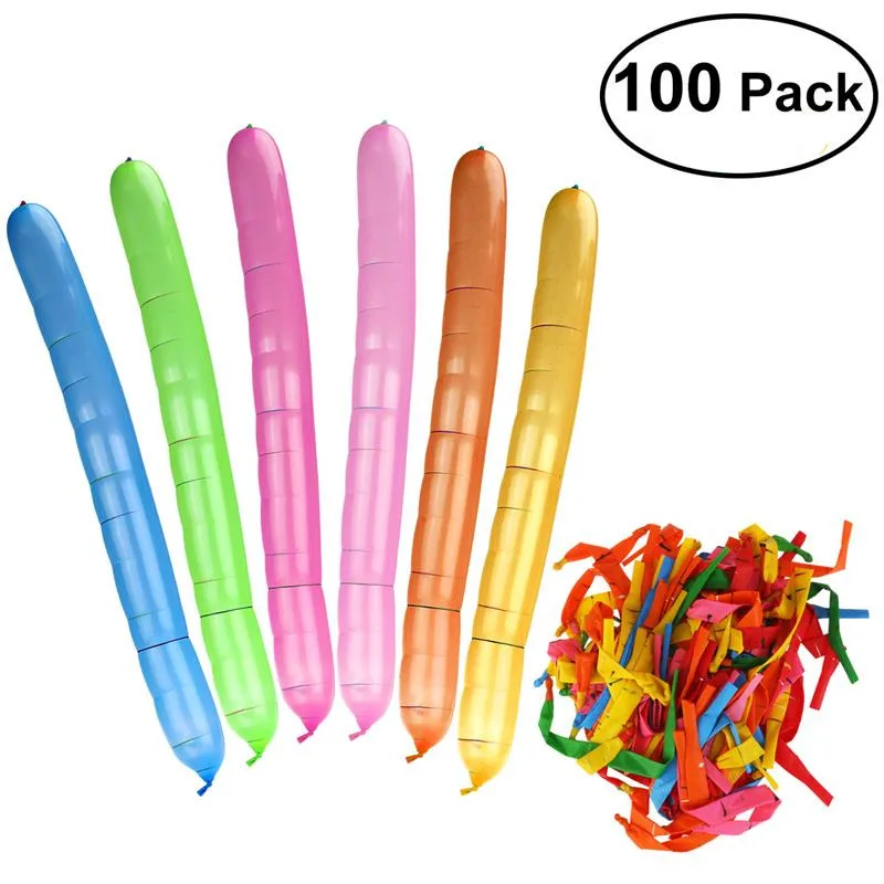 

100pcs 1.5g Long Rocket Balloon Beautiful Design Assorted Color With Plastic Tube Party Balloon Fillers Toys(Random Color)