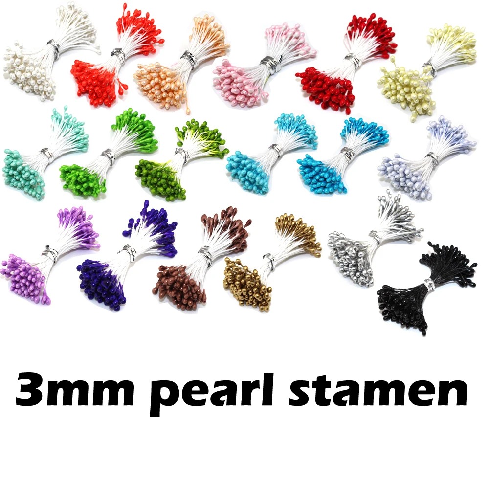 

3mm Multicolor DIY pearl flower stamen twist tie picked 20 colors sugar floral stamen (1700PCS/lot)