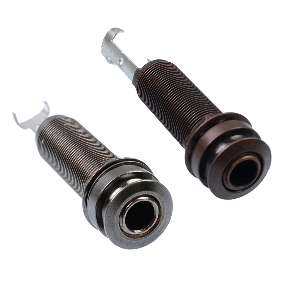 Brass Easy Install 1/4inch Cylinder Endpin Output Jack for Acoustic Guitar Great Replacement Parts 62mm Dark Black/Black  Color 