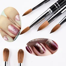 1pcs High Quality Sable Hair Nail Brush Kolinsky UV Gel Acrylic Manicure Nail Art Tools Metal Handle 8# 10# 12# 14# 16 osaka acrylic nail kolinsky brush 14