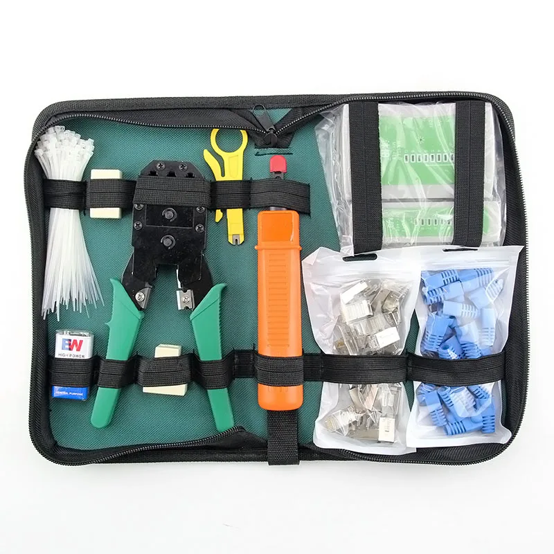 

Newe 10 in 1 Ethernet Network Tools Cable Tester Kit RJ45 Crimper Plug Set Punch Down RJ11 Cat5 Cat6 Wire Line Detector