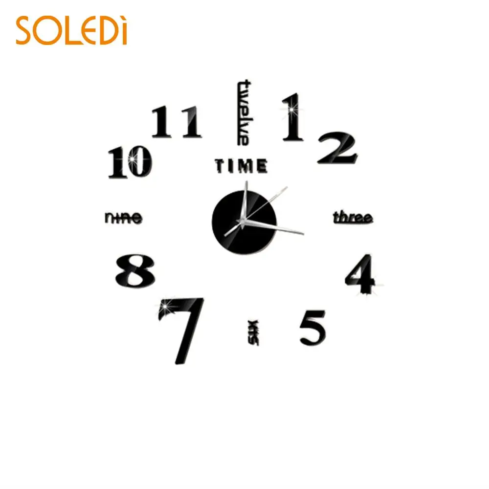 4 Color Acrylic Wall Stickers Wall Clocks Sticker 3D Mirror Clock Home