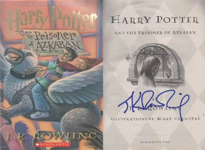 

hand signed J.K. Rowling autographed Harry Potter and the Prisoner of Azkaban