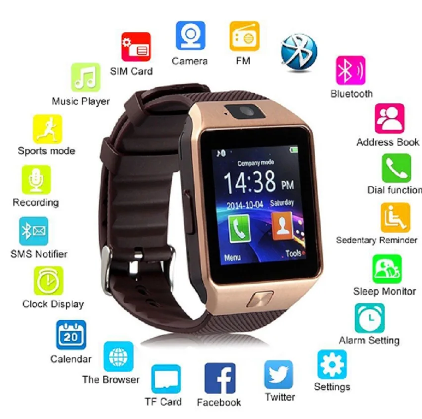 Смарт часы DZ09 Smartwatch цифровой Спорт телефон наручные для Apple iPhone Android Для мужчин