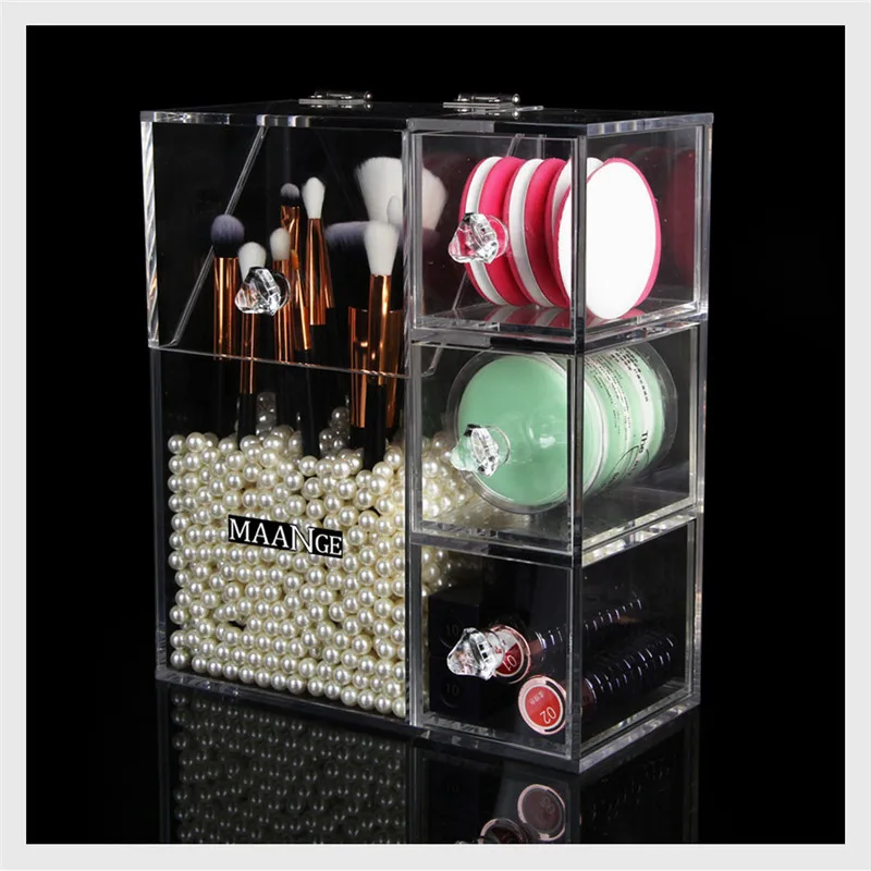 MAANGE Acrylic Makeup Tools Organizer Cosmetic Storage Box Case Makeup