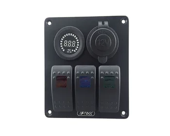 

IZTOSS led 3 gang DC12V switch panel with 12V voltage power socket and wiring kits