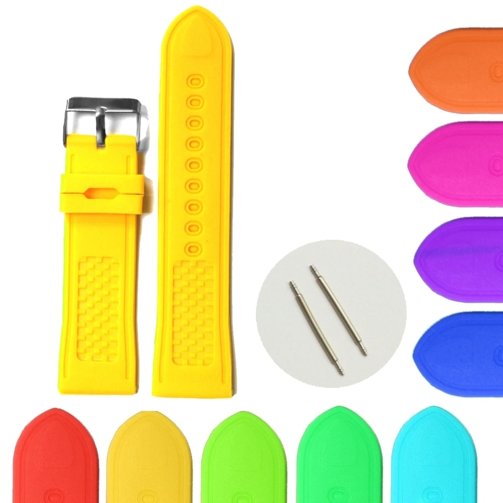24mm Fun Neon Yellow Silicone Jelly Rubber Unisex Watch Band Straps WB1065K24JBin Watchbands