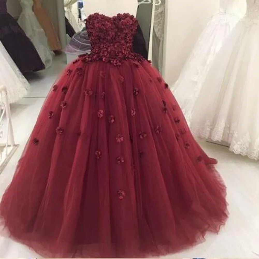 burgundy ball gown dress