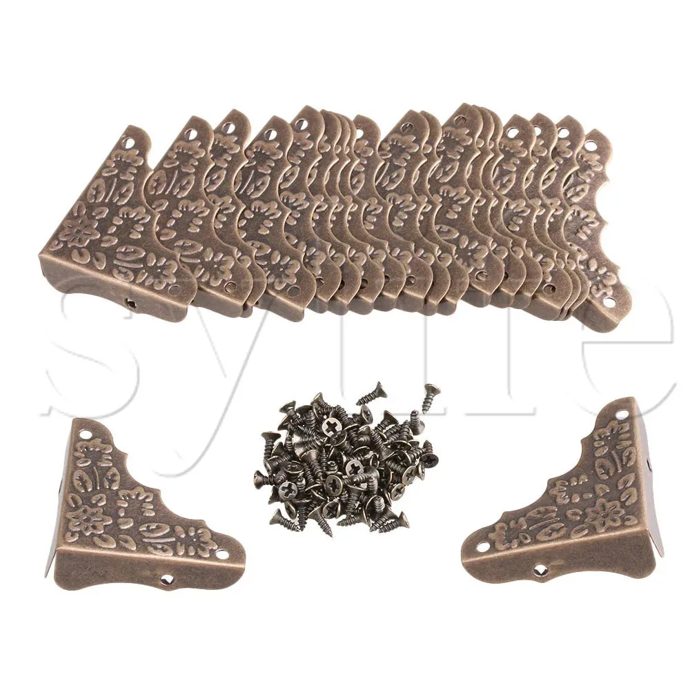 

20x Vintage Antique Decorative Corner Protectors Guards Desk Edge Cover Bronze