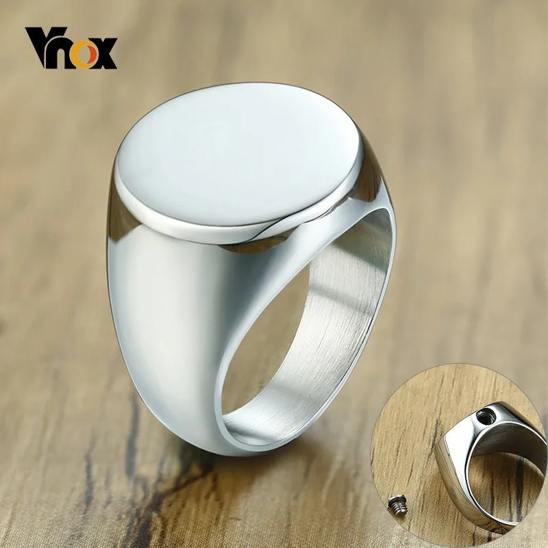 

Vnox 20mm Heavy Signet Ring for Men Ashes Keepsake Urn Round Top Stainless Steel Male Alliance Punk Anel Never Fade