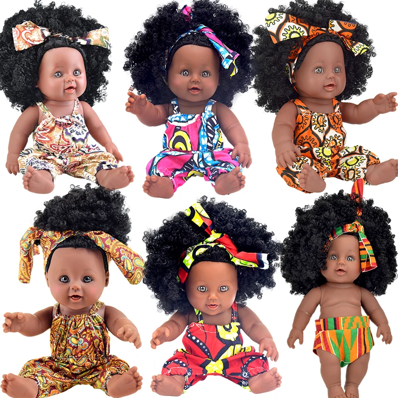 

30 pieces/lot wholesale dropship African 12inch bebek black afro baby dolls lol bulk price 30cm reborn vinyl silicone poupee