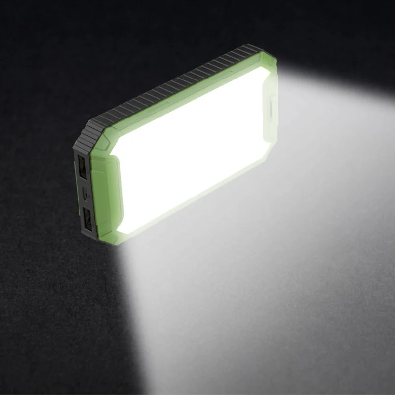 DCAE Waterproof 10000Mah Solar Power Bank Solar Charger Dual USB PowerBank with LED Light for iPhone 6 Plus for Samsung Phone