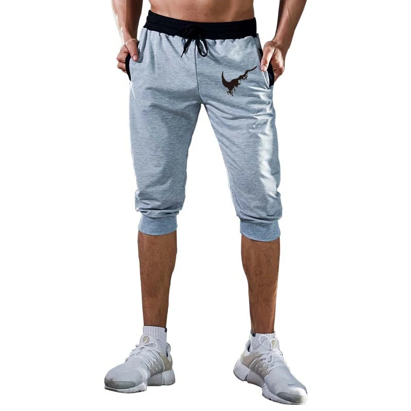 

Men's Hot Sale Casual Sports Pants Summer New Men's Garment Print Trousers Small Foot Multi-bag Leisure Cropped Trousers
