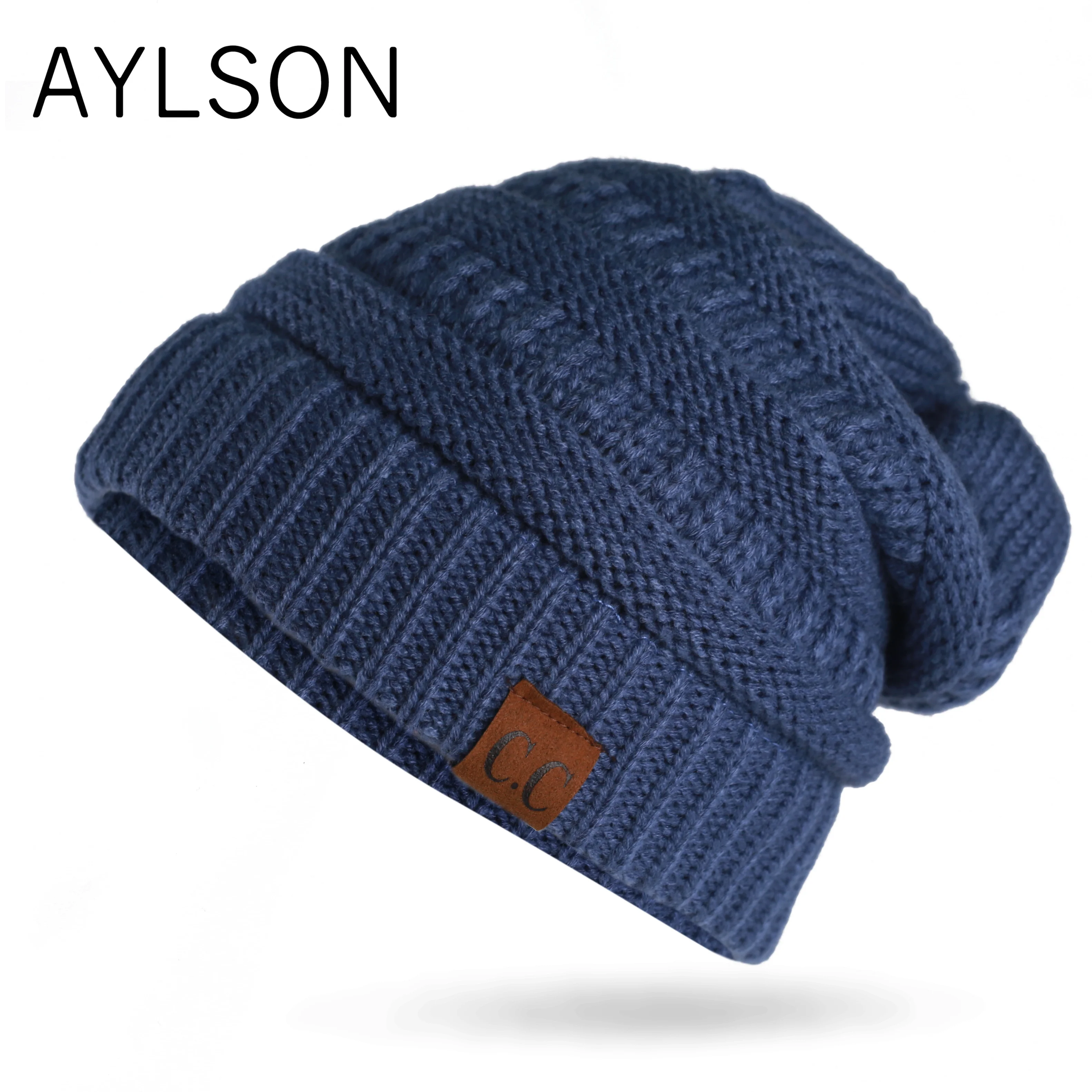 

2019 new autumn and winter female beanie hat knit hat thick warm non-slip caps men's thickening plus velvet outdoor ski cap