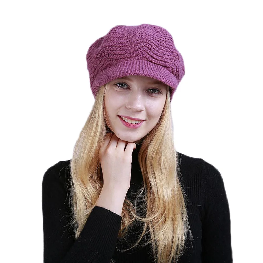 rose red Новые женские зимние шапки акриловые шапки с шляпы с полями Спортивные Вязаные теплые шапки m99 - Цвет: rose red