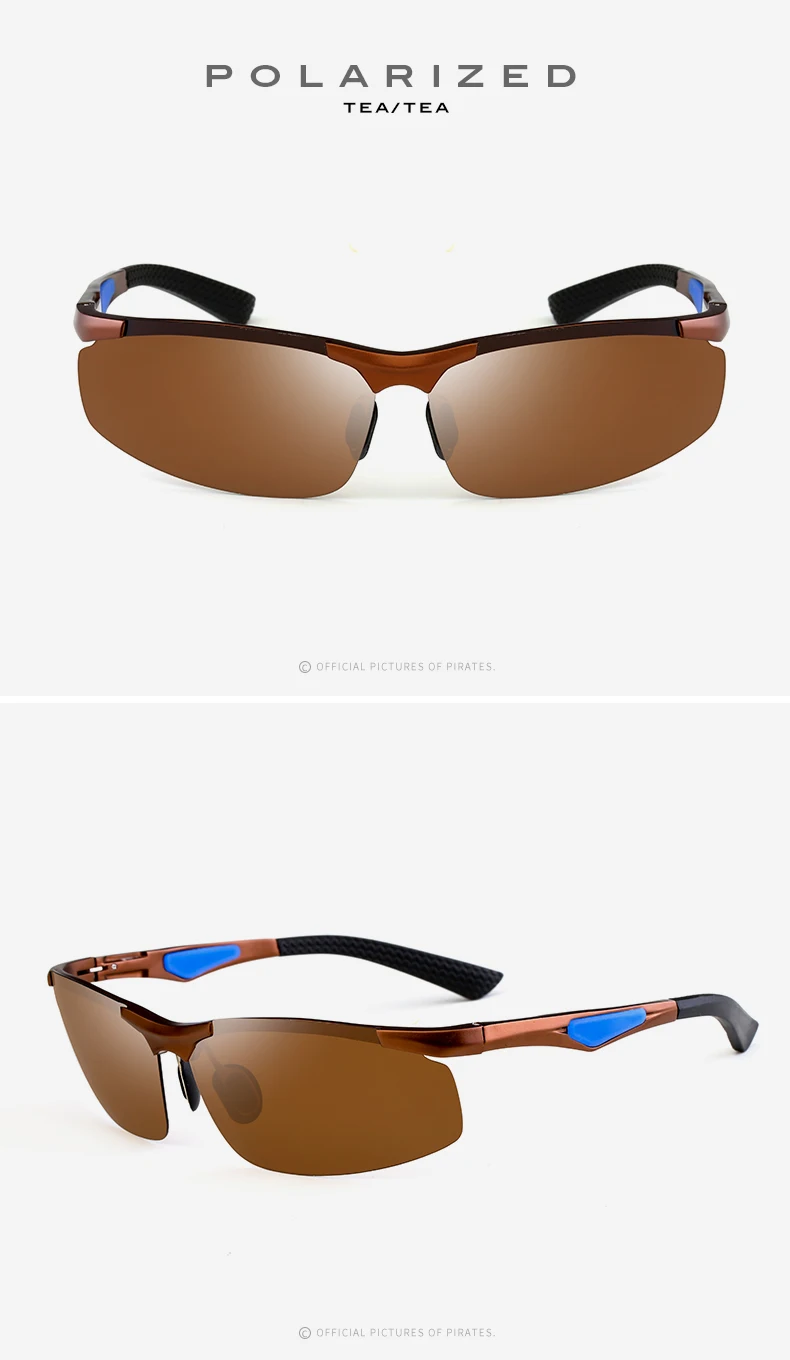 Мужские прямоугольные поляризованные солнцезащитные очки черный/коричневый цвет линзы с коробкой, чехол