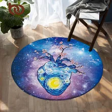 Постельные принадлежности Outlet сердце напольный коврик акварельное искусство звездное небо круглый ковер сливы цветок области ковры галактики Нескользящие tapetes para casa sal