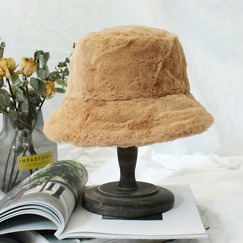 Универсальная новая модель, плоская плюшевая шапка, женская зимняя однотонная теплая меховая шапка в рыбацком стиле, теплый шарф, большие шапки, шапки