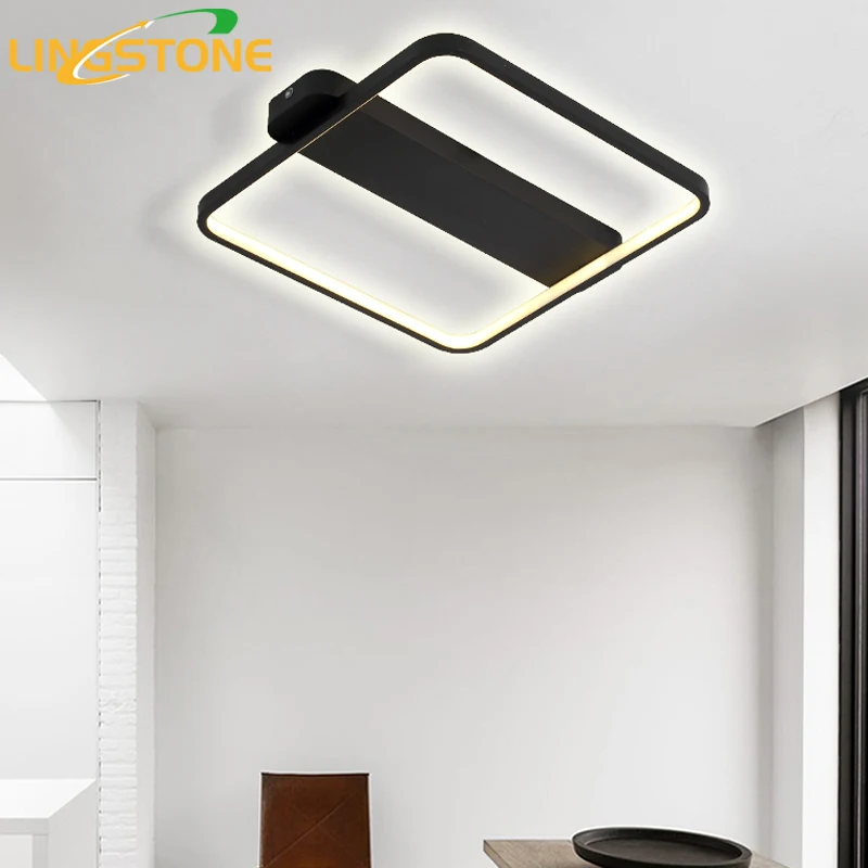 

LED Ceiling Lamp Modern Plafonnier Light Black White Square Lighting Luminaire Living Room Bedroom Kitchen Lamparas De Techo