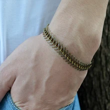 3 цвета, мужской браслет в форме позвоночника, браслет для мужчин и женщин, античная бронза, рыбья кость, браслет-цепочка, BT37