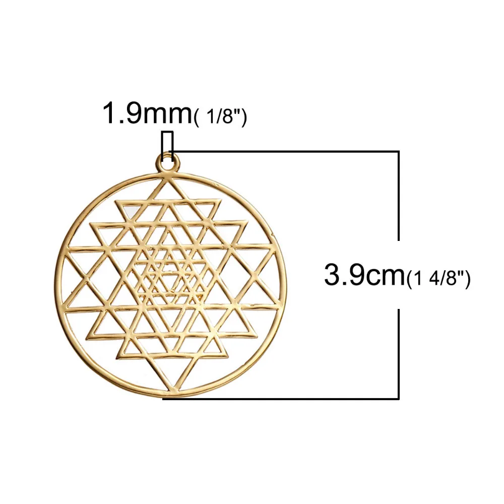 DoreenBeads медный серебристый цвет золотой Sri Yantra медитация Полые Подвески DIY