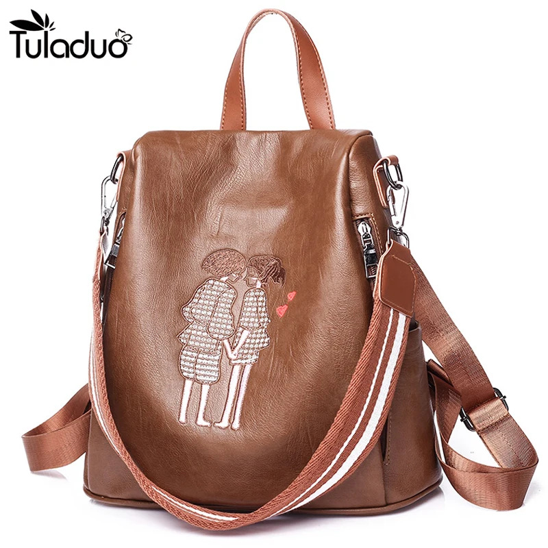 

2019 New Women PU Cartoon Backpacks For Women Vintage School For College Girl Travel Bag Simple Style Mochila Santoro Escolar