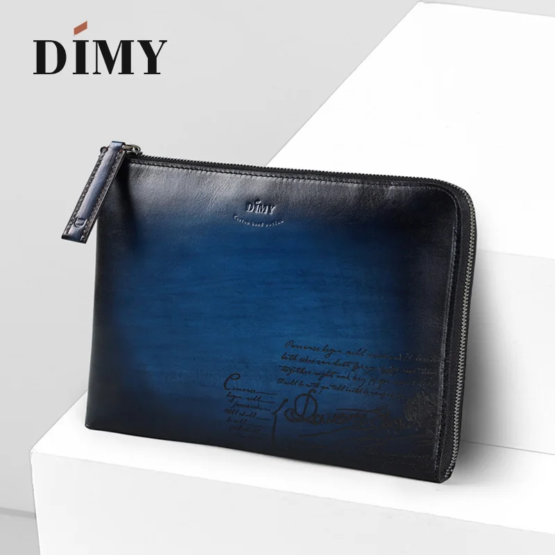 

2018 New Mens Bags Handbags Genuine Leather Document File Bag Day Clutch Document Bag Hand Patina with Italian Calfskin Leather