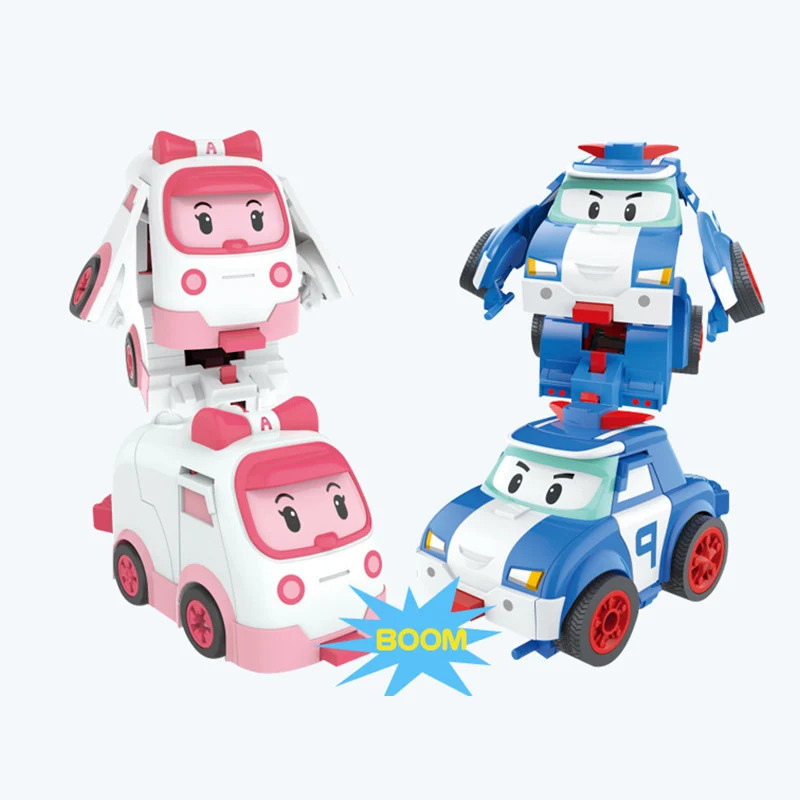 

2 Styles Acion Figure Robocar Poli Korea Robot Car Automatic Transformation Poly Toys Elastic car Poli Toys Gift For Children